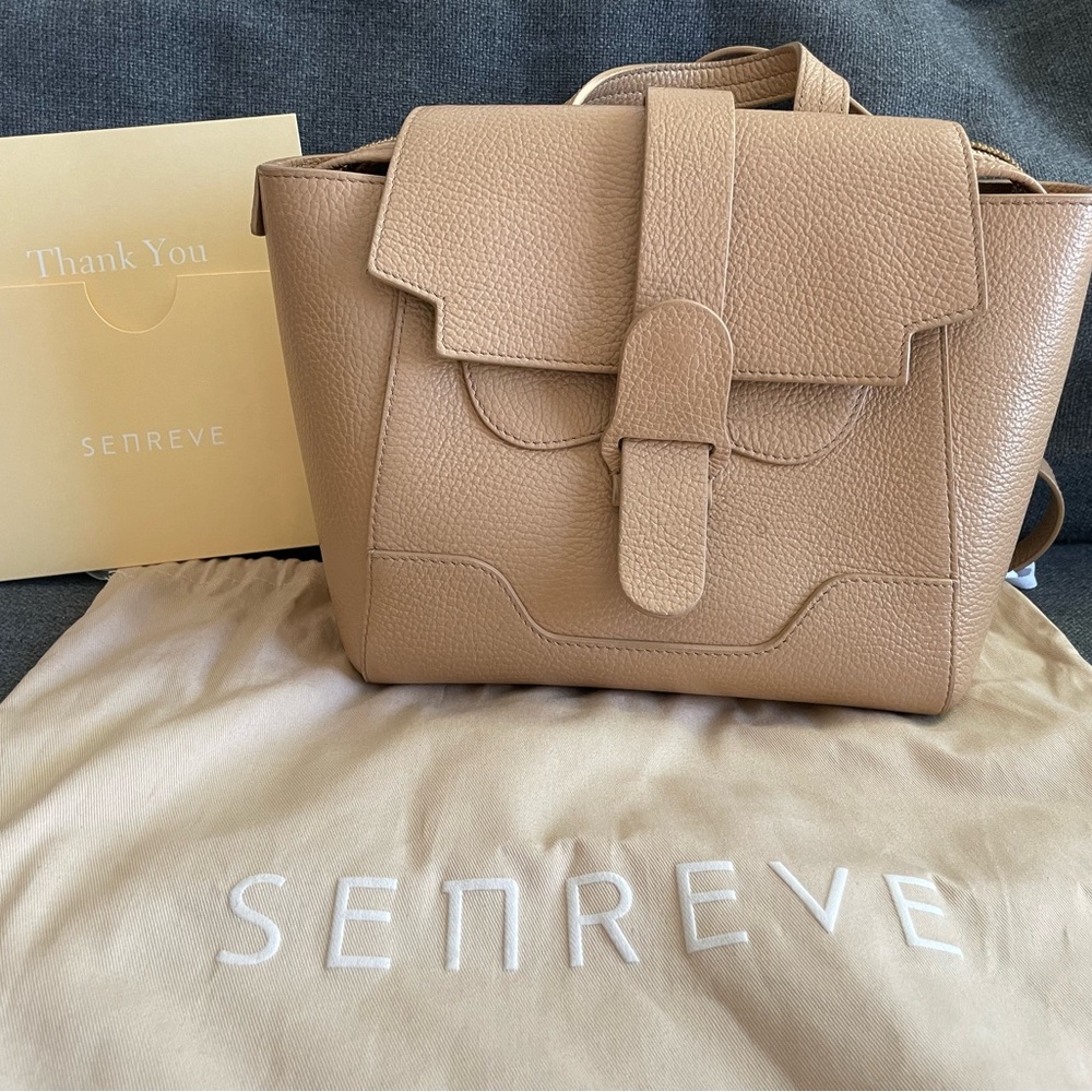 Senreve Mini Maestra in Dolce Butterscotch Leather with Gold Hardware